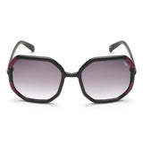 Idee Smoke Gradient Lens Hexagon Sunglass Full Rim Shiny Black-Shiny Light Burgundy Frame With 100% Uv Protection - Ids2907C1Sg