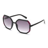 Idee Smoke Gradient Lens Hexagon Sunglass Full Rim Shiny Black-Shiny Light Burgundy Frame With 100% Uv Protection - Ids2907C1Sg