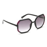 Idee Smoke Gradient Lens Hexagon Sunglass Full Rim Shiny Black-Shiny Light Burgundy Frame With 100% Uv Protection - Ids2907C1Sg