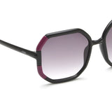 Idee Smoke Gradient Lens Hexagon Sunglass Full Rim Shiny Black-Shiny Light Burgundy Frame With 100% Uv Protection - Ids2907C1Sg
