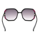 Idee Smoke Gradient Lens Hexagon Sunglass Full Rim Shiny Black-Shiny Light Burgundy Frame With 100% Uv Protection - Ids2907C1Sg