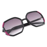 Idee Smoke Gradient Lens Hexagon Sunglass Full Rim Shiny Black-Shiny Light Burgundy Frame With 100% Uv Protection - Ids2907C1Sg