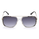 Idee Smoke Gradient Lens Square Sunglass Full Rim Shiny Silver-Shiny Cryatal-Shiny Black Demi Frame With 100% Uv Protection - Ids2911C1Sg