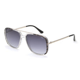 Idee Smoke Gradient Lens Square Sunglass Full Rim Shiny Silver-Shiny Cryatal-Shiny Black Demi Frame With 100% Uv Protection - Ids2911C1Sg