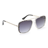 Idee Smoke Gradient Lens Square Sunglass Full Rim Shiny Silver-Shiny Cryatal-Shiny Black Demi Frame With 100% Uv Protection - Ids2911C1Sg