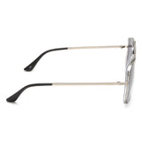 Idee Smoke Gradient Lens Square Sunglass Full Rim Shiny Silver-Shiny Cryatal-Shiny Black Demi Frame With 100% Uv Protection - Ids2911C1Sg