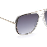 Idee Smoke Gradient Lens Square Sunglass Full Rim Shiny Silver-Shiny Cryatal-Shiny Black Demi Frame With 100% Uv Protection - Ids2911C1Sg
