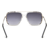 Idee Smoke Gradient Lens Square Sunglass Full Rim Shiny Silver-Shiny Cryatal-Shiny Black Demi Frame With 100% Uv Protection - Ids2911C1Sg