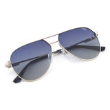 Idee Blue Gradient Lens Pilot Sunglass Full Rim Shiny Silver Frame With 100% Uv Protection - Ids2920C4Psg