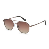 Idee Brown Gradient Lens Hexagon Sunglass Full Rim Shiny Brown Frame With 100% Uv Protection - Ids2924C2Psg