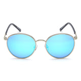 Irus Blue Revo-Brown Lens Round Sunglass Full Rim Shiny Silver Frame With 100% Uv Protection - Irs1050C5Sg