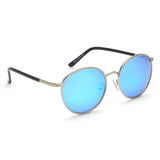 Irus Blue Revo-Brown Lens Round Sunglass Full Rim Shiny Silver Frame With 100% Uv Protection - Irs1050C5Sg