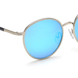 Irus Blue Revo-Brown Lens Round Sunglass Full Rim Shiny Silver Frame With 100% Uv Protection - Irs1050C5Sg