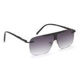 Irus Smoke Gradient Lens Square Sunglass Rim Less Shiny Black Frame With 100% Uv Protection - Irs1159C2Sg