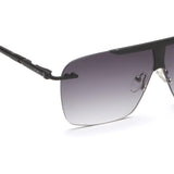 Irus Smoke Gradient Lens Square Sunglass Rim Less Shiny Black Frame With 100% Uv Protection - Irs1159C2Sg