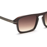 Irus Brown Gradient Lens Rectangular Sunglass Full Rim Shiny Crystal Dark Brown Frame With 100% Uv Protection - Irs1191C2Sg
