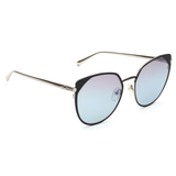 Longchamp Blue Lens Modified Rectangle Sunglass Full Rim Black Frame With 100% Uv Protection - Lo 102 001 58 S