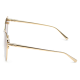 Longchamp Brown Gradient Lens Modified Rectangle Sunglass Full Rim Gold Frame With 100% Uv Protection - Lo 102 714 58 S