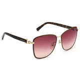 Longchamp Brown Gradient Lens Tea Cup Sunglass Full Rim Gold Frame With 100% Uv Protection - Lo 103 717 58 S