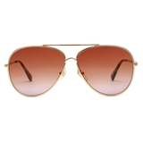 Longchamp Brown Lens Aviator Sunglass Full Rim Gold Frame  - 886895347563