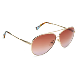Longchamp Brown Lens Aviator Sunglass Full Rim Gold Frame  - 886895347563