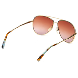 Longchamp Brown Lens Aviator Sunglass Full Rim Gold Frame  - 886895347563