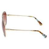 Longchamp Brown Lens Aviator Sunglass Full Rim Gold Frame  - 886895347563