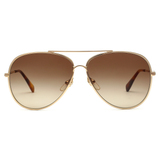 Longchamp Brown Gradient Lens Aviator Sunglass Full Rim Gold Bourbon Frame With 100% Uv Protection - Lo 104 717 61 S