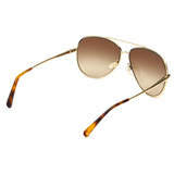 Longchamp Brown Gradient Lens Aviator Sunglass Full Rim Gold Bourbon Frame With 100% Uv Protection - Lo 104 717 61 S
