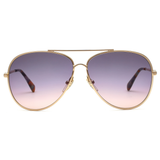Longchamp Green Lens Aviator Sunglass Full Rim Gold Frame  - 886895347556