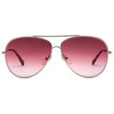 Longchamp Purple Lens Aviator Sunglass Full Rim Rose Gold Frame  - 886895347570