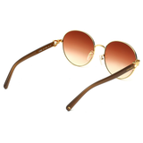 Longchamp Brown Lens Round Sunglass Full Rim Gold Frame  - 886895379458