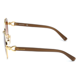 Longchamp Brown Lens Round Sunglass Full Rim Gold Frame  - 886895379458