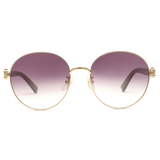 Longchamp Pink Lens Round Sunglass Full Rim Gold Frame With 100% Uv Protection - Lo 108K 722 57 S