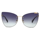 Longchamp Blue Lens Cat Eye Sunglass Rimless Gold Frame  - 886895428293