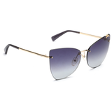 Longchamp Blue Lens Cat Eye Sunglass Rimless Gold Frame  - 886895428293