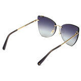 Longchamp Blue Lens Cat Eye Sunglass Rimless Gold Frame  - 886895428293