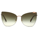 Longchamp Green Lens Cat Eye Sunglass Rimless Copper Frame  - 886895428279