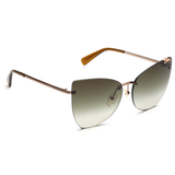 Longchamp Green Lens Cat Eye Sunglass Rimless Copper Frame  - 886895428279