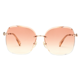 Longchamp Brown To Blue Lens Rectangle Sunglass Full Rim Rose Gold Frame With 100% Uv Protection - Lo 127 770 60 S