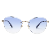 Longchamp Blue Lens Rectangle Sunglass Rimless Gold Frame With 100% Uv Protection - Lo 128 719 58 S