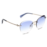 Longchamp Blue Lens Rectangle Sunglass Rimless Gold Frame With 100% Uv Protection - Lo 128 719 58 S
