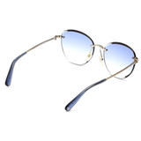 Longchamp Blue Lens Rectangle Sunglass Rimless Gold Frame With 100% Uv Protection - Lo 128 719 58 S