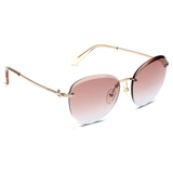 Longchamp Smoke Lens Rectangle Sunglass Rimless Rose Gold Frame With 100% Uv Protection - Lo 128 770 58 S