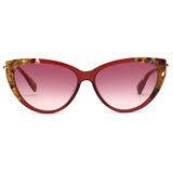 Longchamp Pink Lens Cat Eye Sunglass Full Rim Ruby Frame With 100% Uv Protection - Lo 637 611 56 S