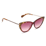 Longchamp Pink Lens Cat Eye Sunglass Full Rim Ruby Frame With 100% Uv Protection - Lo 637 611 56 S