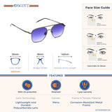 Scott Blue Gradient Lens Navigator Sunglass Full Rim Gun Frame With 100% Uv Protected - Scott 050 Freddie C1 55 S