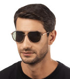 Police Shiny Light Gold-Shiny Black Lens Pilot Sunglass Full Rim Shiny Light Gold-Shiny Black Frame With 100% Uv Protection - Sple1758302Sg