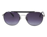 Police Shiny Silver-Shiny Black Lens Oval Sunglass Full Rim Shiny Silver-Shiny Black Frame With 100% Uv Protection - Sple1957579Sg