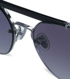 Police Shiny Silver-Shiny Black Lens Oval Sunglass Full Rim Shiny Silver-Shiny Black Frame With 100% Uv Protection - Sple1957579Sg